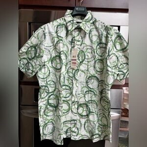 Men's Short-Sleeve Green Circle Print Shirt